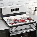 BVBOX Electric Stove Top Cover 28"x20", Glass Cooktop Protector Mat with Hanging Loops, Washable Absorbent Kitchen Dish Drying Mat for Countertop, Coffe Corner, RV