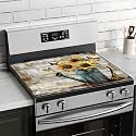 BVBOX Electric Stove Top Cover 28"x20", Glass Cooktop Protector Mat with Hanging Loops, Washable Absorbent Kitchen Dish Drying Mat for Countertop, Coffe Corner, RV