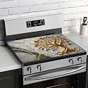 BVBOX Electric Stove Top Cover 28"x20", Glass Cooktop Protector Mat with Hanging Loops, Washable Absorbent Kitchen Dish Drying Mat for Countertop, Coffe Corner, RV
