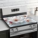 BVBOX Electric Stove Top Cover 28"x20", Glass Cooktop Protector Mat with Hanging Loops, Washable Absorbent Kitchen Dish Drying Mat for Countertop, Coffe Corner, RV