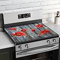 BVBOX Electric Stove Top Cover 28"x20", Glass Cooktop Protector Mat with Hanging Loops, Washable Absorbent Kitchen Dish Drying Mat for Countertop, Coffe Corner, RV