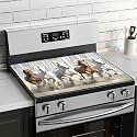 BVBOX Electric Stove Top Cover 28"x20", Glass Cooktop Protector Mat with Hanging Loops, Washable Absorbent Kitchen Dish Drying Mat for Countertop, Coffe Corner, RV