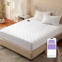 Bwarm WiFi Heated Mattress Pad CA King Size, Bed Warmer with 9 Heat Settings, 1-12 Hours Auto Off Deep Pocket, Machine Washable, Diamond Quilted White CA King 72" x 84"