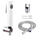 ABS Health Faucet with SS-304 Grade 1.5 Meter Flexible and Spring Heavy Metal Hose Pipe and Wall Hook, Also Use for Shower Head Chrome Finish, Jet Spray for Toilet (White Finish)