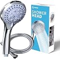 Hand Shower Rain Shower Pressure Increasing 5-Function Hand Shower Shower Head with 1.5 m Heavy Stainless Steel Metal Hose and &amp; Wall Hook for Bathing and Spa (Chrome Finish)