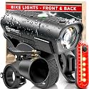 BX-500 Powerful USB-C Bike Lights Front & Back – New 500 Lumens LED - Bicycle Headlight & Taillight Set – USBC Rechargeable – Waterproof - Safety for Night Riding - (Optional - Premium Bike Bell)
