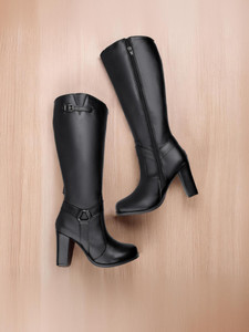 bxxy 9 cm high heel height increasing faux leather casual formal slipon knee boot boots for women