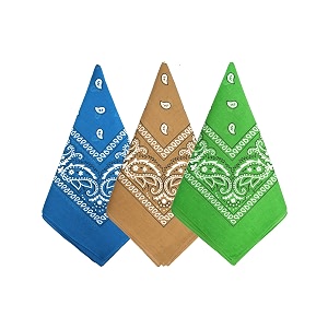 bycc bynn 3 pack 100 cotton paisley pattern bandanas square scarf headwear dark yellow  blue  light green