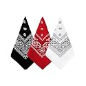 Bycc Bynn 3 Pack 100% Cotton Paisley Pattern Bandanas Face Mask Square Scarf Headwear