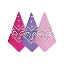 Bycc Bynn 3 Pack 100% Cotton Paisley Pattern Hair Bandanas Square Scarf Headwear (Pink + Purple + Rose Red)
