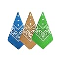 Bycc Bynn 3 Pack 100% Cotton Paisley Pattern Bandanas Square Scarf Headwear (Dark Yellow + Blue + Light Green)