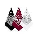 Bycc Bynn unisex 3 Pack 100% Cotton Paisley Pattern Bandanas Square Scarf Headwear (Black + Burgundy + White)