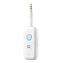 Bluetooth 5.2 Audio Transmitter Receiver for TV, Bluetooth Transmitter for Headphones Dual Link, 3.5mm Jack AptX Low Latency Aux Airplane Headphone Adapter for Car, Home Stereo, White