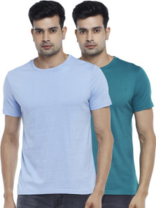 byford by pantaloons pack of 2 men solid crew neck pure cotton multicolor t-shirt
