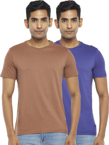 byford by pantaloons pack of 2 men solid crew neck pure cotton multicolor t-shirt