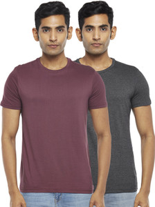 byford by pantaloons pack of 2 men solid crew neck pure cotton multicolor t-shirt