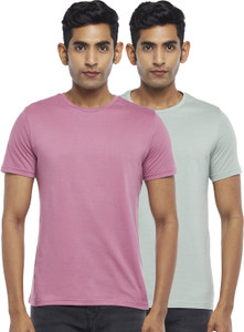 byford by pantaloons pack of 2 men solid crew neck pure cotton multicolor t-shirt