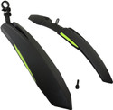 BYKING Front & Rear Mudguard with Reflective Tape and Iron Clamp ,Color Green Black Full Length Front & Rear Fender