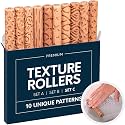 Byllstore Clay Texture Rollers | 10-Pack | 5 in x 0.65 in | Premium Wooden Pottery Tools | Set C