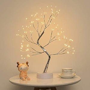 byncceh 108led firefly tree lights - diy artificial bonsai tree lamp usbbattery-powered touch switch warm fairy lights for christmas party home decoration warm white light
