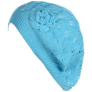 byos chic parisian style soft lightweight crochet cutout knit beret beanie hat