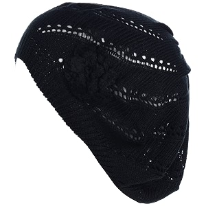 byos chic parisian style soft lightweight crochet cutout knit beret beanie hat