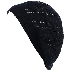 byos chic parisian style soft lightweight crochet cutout knit beret beanie hat