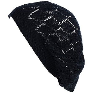 byos chic parisian style soft lightweight crochet cutout knit beret beanie hat