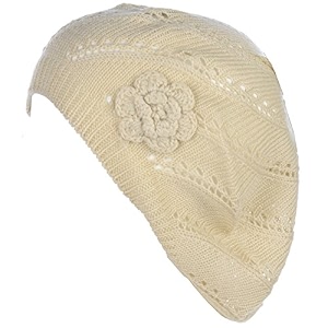 byos chic parisian style soft lightweight crochet cutout knit beret beanie hat