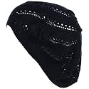 BYOS Chic Parisian Style Soft Lightweight Crochet Cutout Knit Beret Beanie Hat