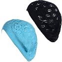 BYOS Chic Parisian Style Soft Lightweight Crochet Cutout Knit Beret Beanie Hat