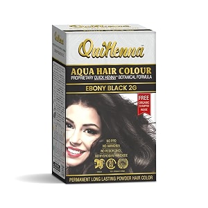 bypurenaturals quikhenna aqua powder hair colour 2g ebony black 110gm  ppd amp ammonia free beard colour for men  natural hair colour for women amp men