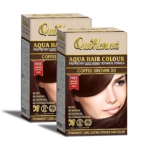 bypurenaturals quikhenna aqua powder hair colour 3g coffee brown 110gm- pack of 2  ppd amp ammonia free beard colour for men  natural hair colour for women amp men