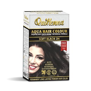 bypurenaturals quikhenna aqua powder hair colour 2n soft black 110gm  ppd amp ammonia free beard colour for men  natural hair colour for women amp men