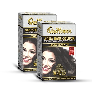 bypurenaturals quikhenna aqua powder hair colour 2g ebony black 110gm- pack of 2  ppd amp ammonia free beard colour for men  natural hair colour for women amp men