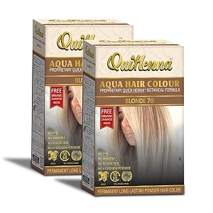bypurenaturals quikhenna aqua powder hair colour 7g blonde 110gm- pack of 2  ppd amp ammonia free beard colour for men  natural hair colour for women amp men