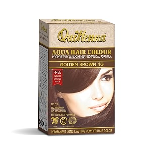bypurenaturals quikhenna aqua powder hair colour 4g golden brown 110gm  ppd amp ammonia free beard colour for men  natural hair colour for women amp men