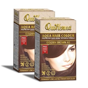 bypurenaturals quikhenna aqua powder hair colour 4g golden brown 110gm- pack of 2  ppd amp ammonia free beard colour for men  natural hair colour for women amp men