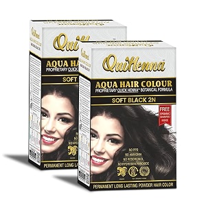 bypurenaturals quikhenna aqua powder hair colour 2n soft black 110gm- pack of 2  ppd amp ammonia free beard colour for men  natural hair colour for women amp men