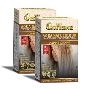 bypurenaturals quikhenna aqua powder hair colour 6g golden blonde 110gm- pack of 2  ppd amp ammonia free beard colour for men  natural hair colour for women amp men