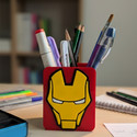BYSUN 1 Compartments Acrylic Premium Marvel Iron Man Pen Stand (White, Yellow)