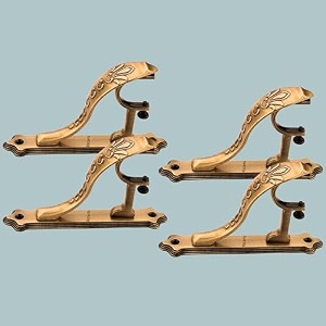 antique finish designer heavy curtain supports for door and window curtain brackets setholder for one inch rod antique finish -pack of 4