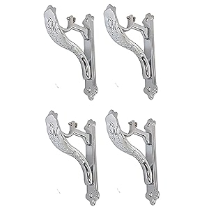chrome finish designer heavy curtain supports for door and window curtain brackets set holder for one inch rod chrome finish -pack of 4