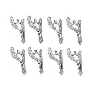 chrome finish designer heavy curtain supports for door and window curtain brackets setholder for one inch rod chrome finish -pack of 8