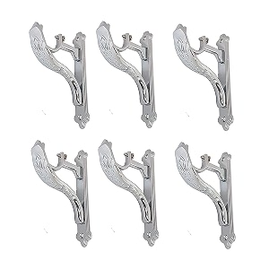chrome finish designer heavy curtain supports for door and window curtain brackets setholder for one inch rod chrome finish -pack of 6