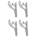 Chrome Finish Designer Heavy Curtain Supports for Door and Window Curtain Brackets Set /Holder for One Inch Rod (Chrome Finish -Pack of 4)