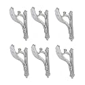 Chrome Finish Designer Heavy Curtain Supports for Door and Window Curtain Brackets Set/Holder for One Inch Rod (Chrome Finish -Pack of 6)