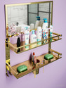 Bzcarts Gold S S 304 Bathroom Rack Shelf Organizer Wall Mounted Accessories Holder Stainless Steel Wall Shelf (Number of Shelves - 2, Gold)