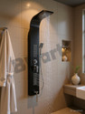 Bzcarts PVD Black Thermostatic 5-in-1 Wall-Mounted Spa Shower Panel with Mixer, Body Jet Wall Mounted Shower Panel with Mixer, Massage Jets & Handheld Shower Rainfall & Waterfall Overhead Shower | Multi-Mode Hand Shower Inclu
