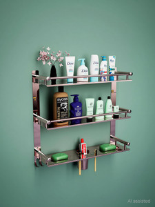 bzcarts rose gold ss bathroom rack shelf organizer wall mounted accessories holder stainless steel wall shelf